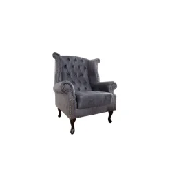 Invicta Interior Fotel Chesterfield antyczny szary