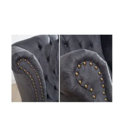 Invicta Interior Fotel Chesterfield antyczny szary