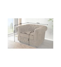 Invicta Interior Fotel Chesterfield 110 cm antyczny brąz
