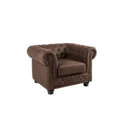 Invicta Interior Fotel Chesterfield 105 Cm Brąz Vintage