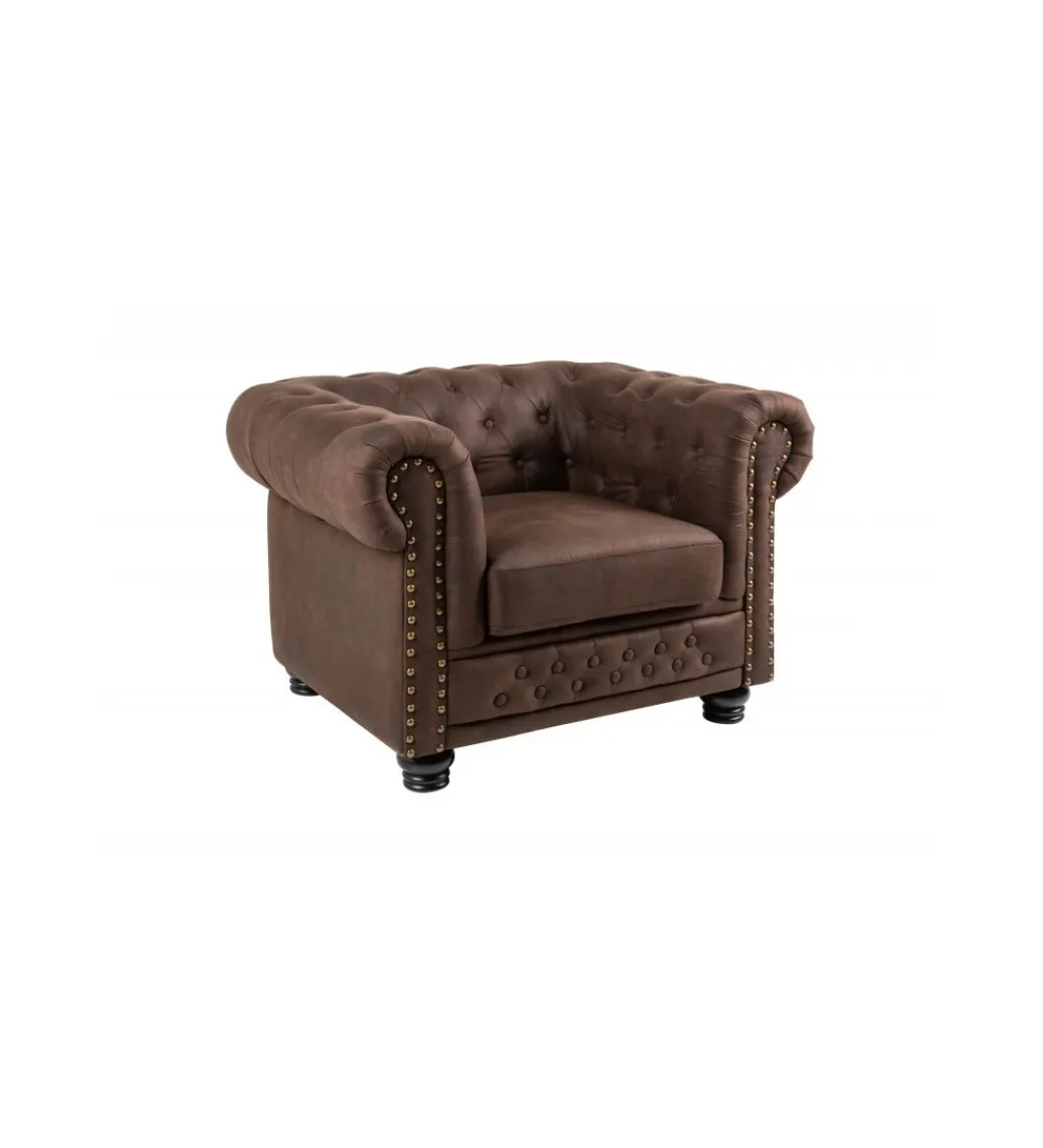 Invicta Interior Fotel Chesterfield 105 Cm Brąz Vintage