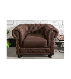 Invicta Interior Fotel Chesterfield 105 Cm Brąz Vintage