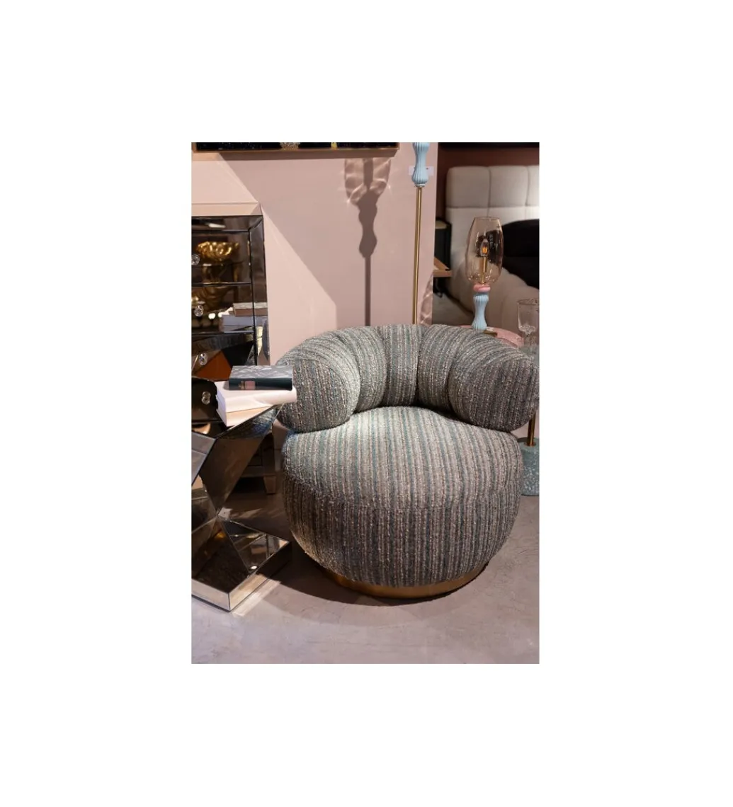 KARE Fotel COUTURE STRIPES 70 cm niebieski