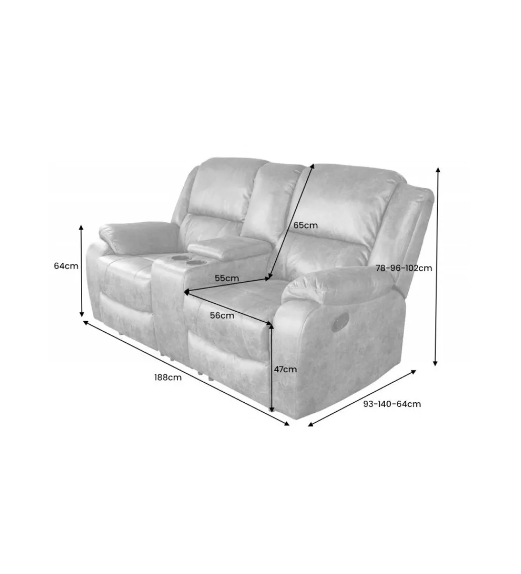 Invicta Interior Fotel dwuosobowy DALLAS Hollywood 188 cm antyczny brązowy