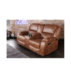 Invicta Interior Fotel dwuosobowy DALLAS Hollywood 188 cm antyczny brązowy