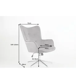 Invicta Interior Fotel Lounger 110 Cm- 110 Cm Szary Aksamit