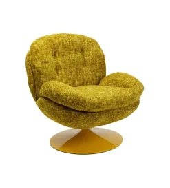 KARE Fotel obrotowy COSY 86 cm żółty