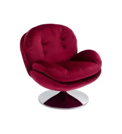KARE Fotel obrotowy COSY 86 cm wiśniowy