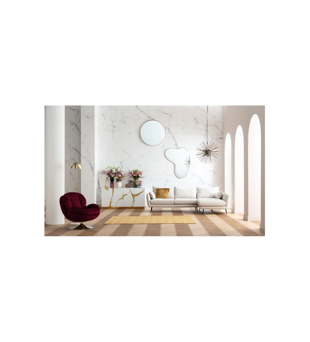 KARE Fotel obrotowy COSY 86 cm wiśniowy