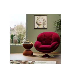 KARE Fotel obrotowy COSY 86 cm wiśniowy