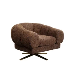KARE Fotel obrotowy JANNO 68 cm bouclé brązowe