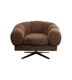 KARE Fotel obrotowy JANNO 68 cm bouclé brązowe