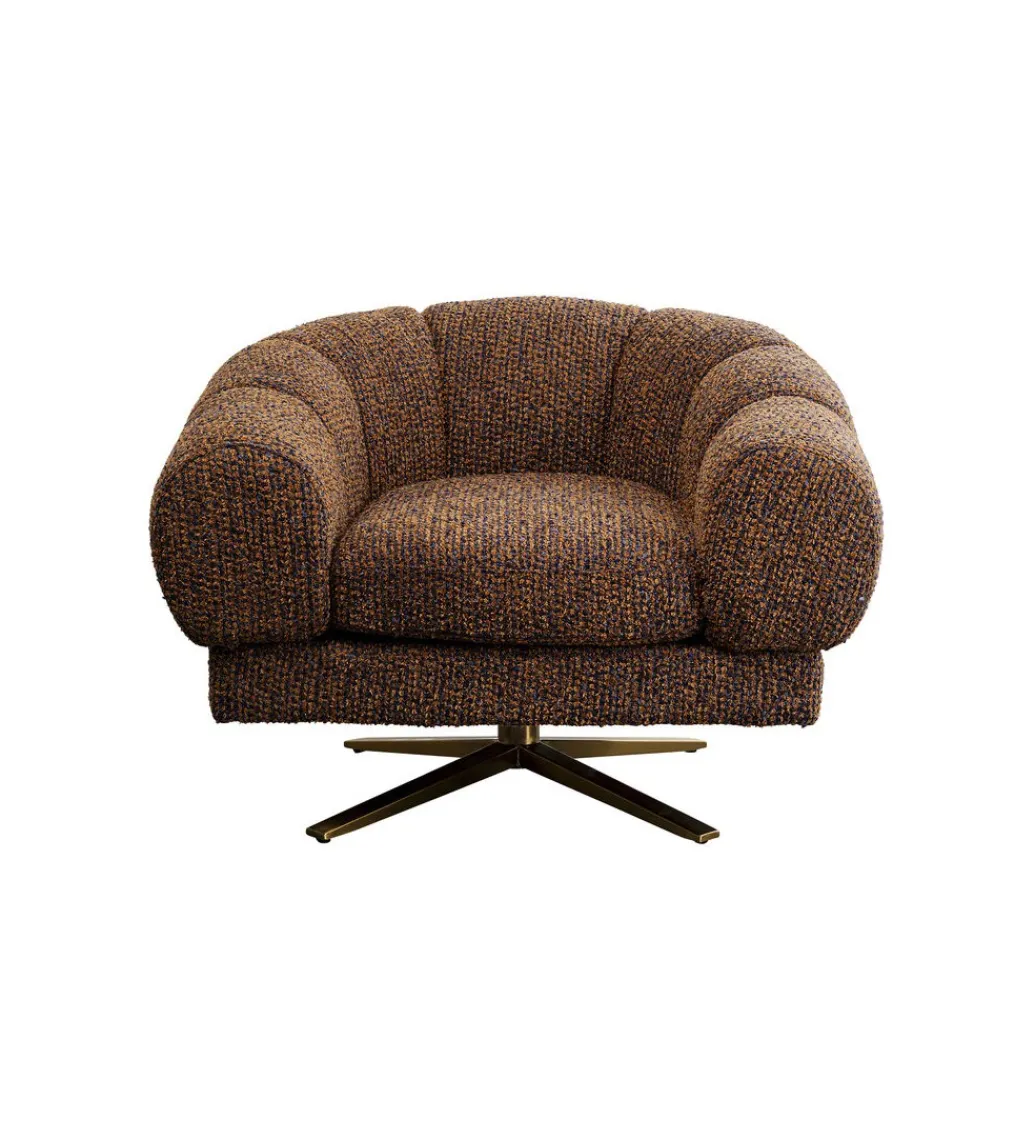 KARE Fotel obrotowy JANNO 68 cm bouclé brązowe