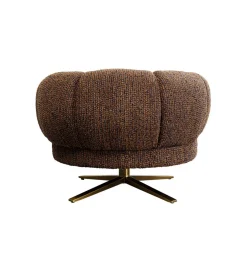 KARE Fotel obrotowy JANNO 68 cm bouclé brązowe