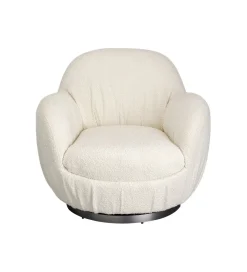 KARE Fotel obrotowy Nube Bouclé 88 cm kremowy
