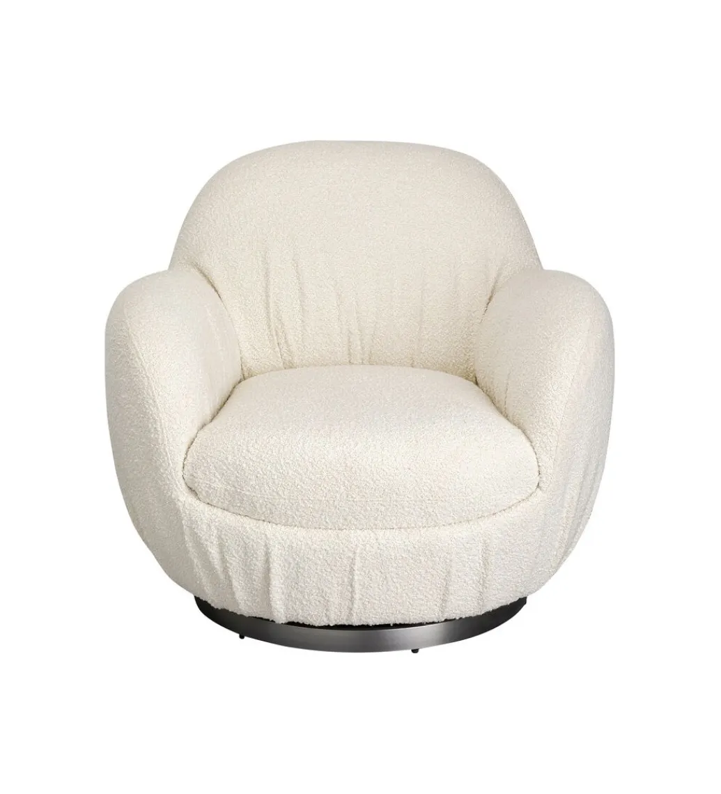 KARE Fotel obrotowy Nube Bouclé 88 cm kremowy