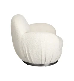 KARE Fotel obrotowy Nube Bouclé 88 cm kremowy
