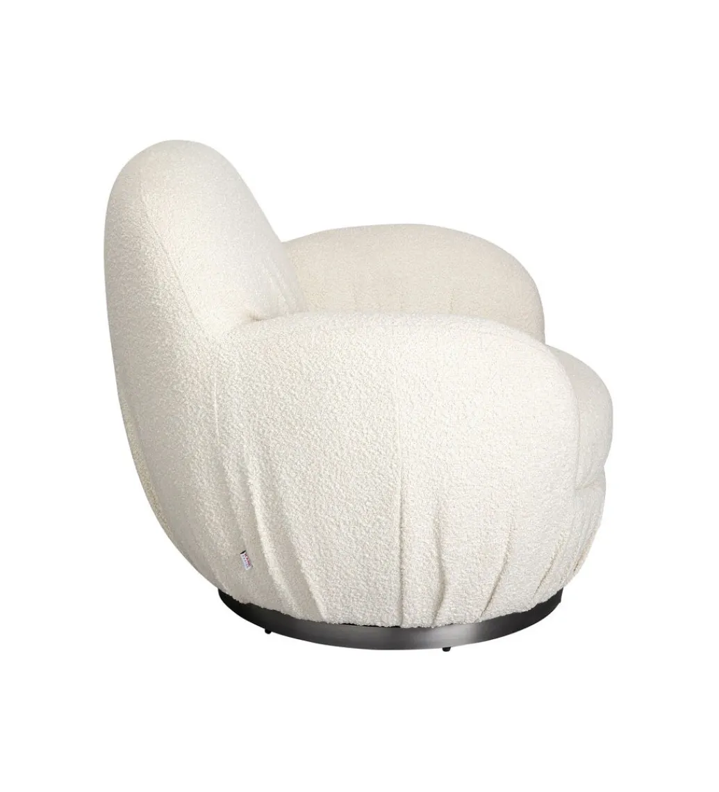 KARE Fotel obrotowy Nube Bouclé 88 cm kremowy