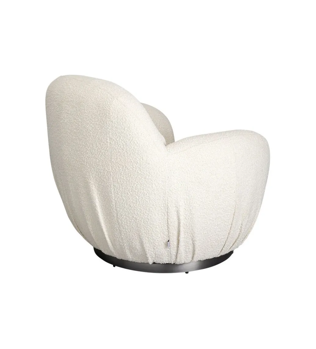 KARE Fotel obrotowy Nube Bouclé 88 cm kremowy