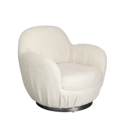 KARE Fotel obrotowy Nube Bouclé 88 cm kremowy