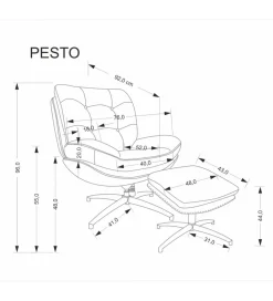 Halmar Fotel obrotowy PESTO z podnóżkiem beżowy