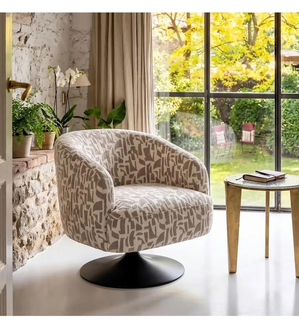 Zona-Design Fotel obrotowy RASANY 73 cm kremowo beżowy
