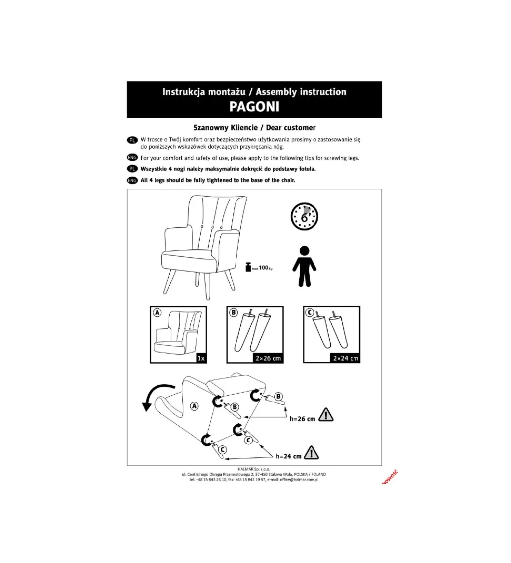 Halmar Fotel PAGONI czarny