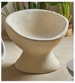 Imeri Fotel PIEDRA 60 cm biały wzorowany na kamień