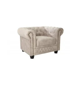 Invicta Interior Fotel ROCHESTER Chesterfield 105 cm beżowy