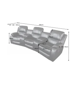 Invicta Interior Fotel trzyosobowy DALLAS Hollywood 295 cm czarny
