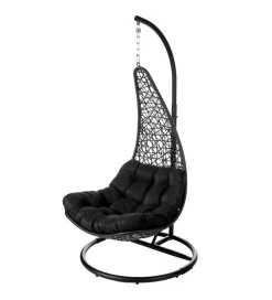 Zona-Design Fotel wiszący POLE DIDO 192 cm rattan czarny
