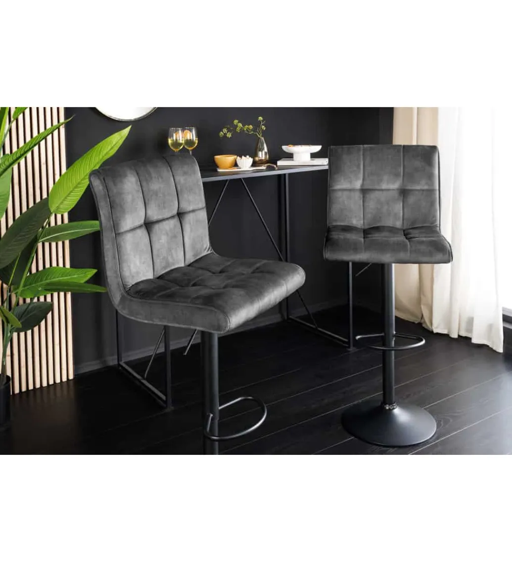 Invicta Interior - przedsprzedaż Hoker MODENA od 92 cm do 115 cm 360 stopni obrotu welwet antracyt