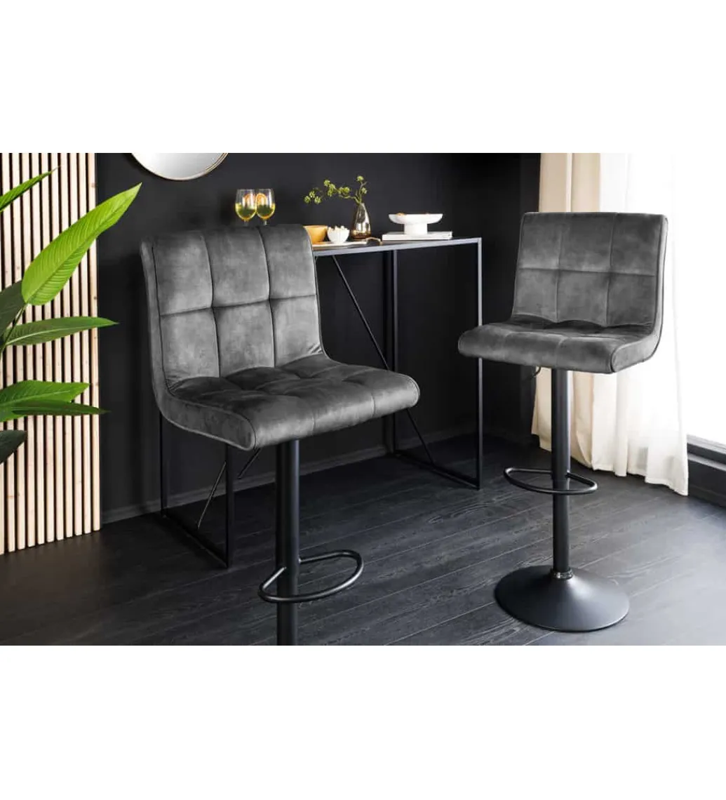 Invicta Interior - przedsprzedaż Hoker MODENA od 92 cm do 115 cm 360 stopni obrotu welwet antracyt