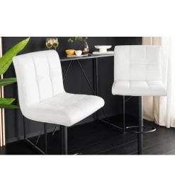 Invicta Interior - przedsprzedaż Hoker MODENA od 92 cm do 115 cm 360 stopni obrotu biały skórzany