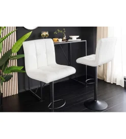Invicta Interior - przedsprzedaż Hoker MODENA od 92 cm do 115 cm 360 stopni obrotu biały skórzany
