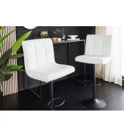 Invicta Interior - przedsprzedaż Hoker MODENA od 92 cm do 115 cm 360 stopni obrotu biały skórzany