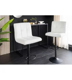 Invicta Interior - przedsprzedaż Hoker MODENA od 92 cm do 115 cm 360 stopni obrotu biały skórzany