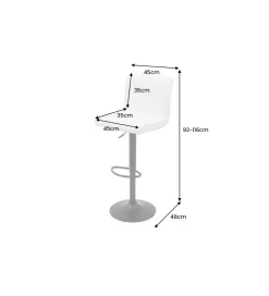 Invicta Interior - przedsprzedaż Hoker MODENA od 92 cm do 115 cm 360 stopni obrotu biały skórzany