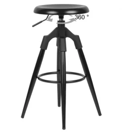WOHNLING, GERMANY Hoker obrotowy AVERS 72 cm - 80 cm czarny