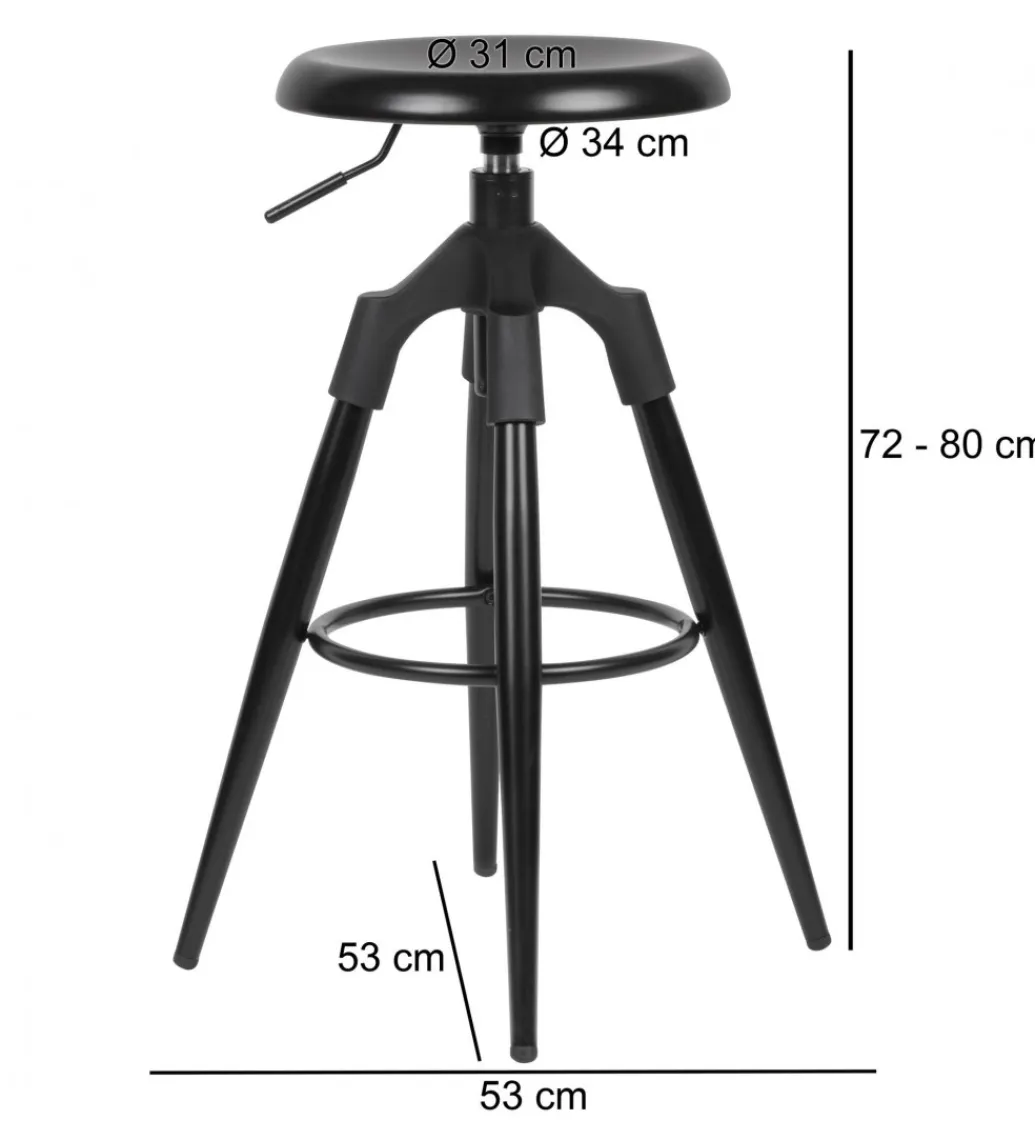 WOHNLING, GERMANY Hoker obrotowy AVERS 72 cm - 80 cm czarny