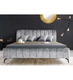 Invicta Interior Łóżko AMSTERDAM 160 x 200 cm welur szare
