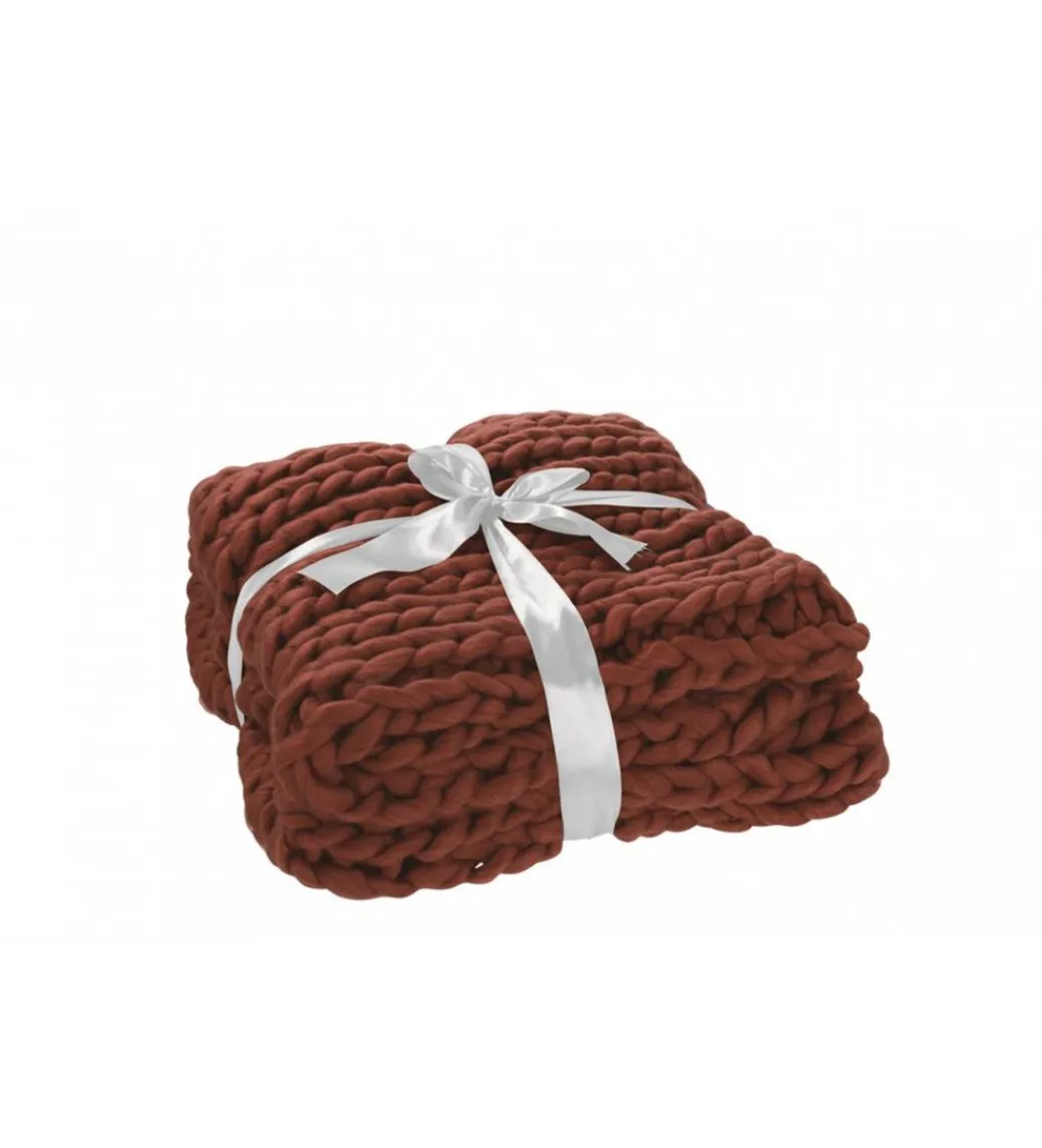 J-Line Koc pled Knitted 140 cm x 154 cm w odcieniach czerwonego