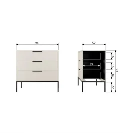 WOOOD Komoda ADAM 94 cm drewno sosny dust