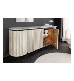 Invicta Interior - przedsprzedaż Komoda ADLON 170 cm drewno mango marmur szara
