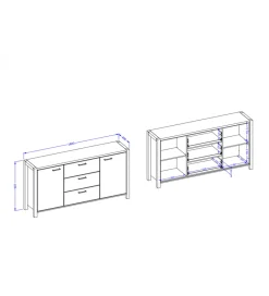 Helvetia Komoda AKTIV 180 cm w optyce dąb Taurus
