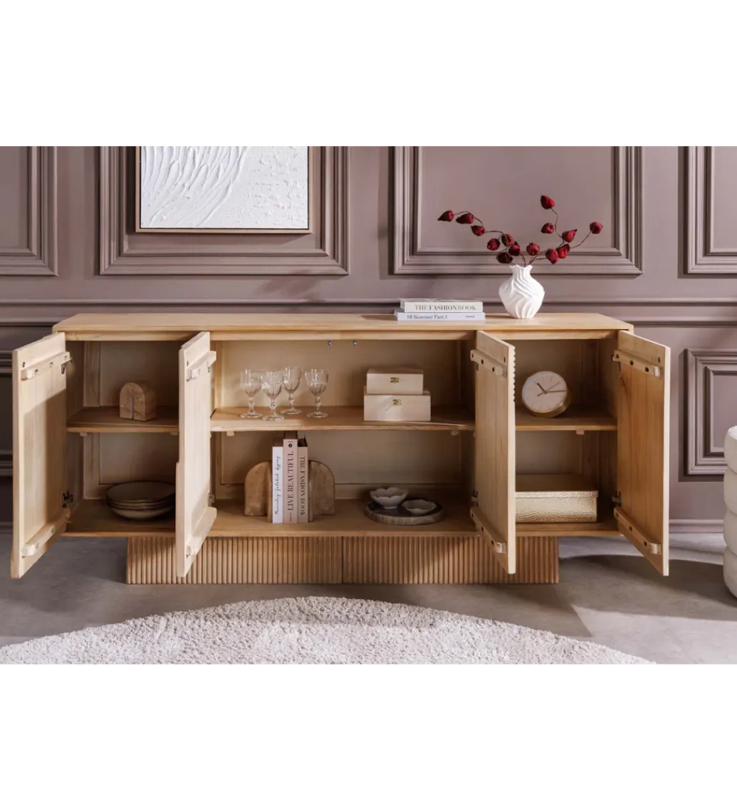 Invicta Interior Komoda ART DECO 170 cm drewno mango biało beżowa