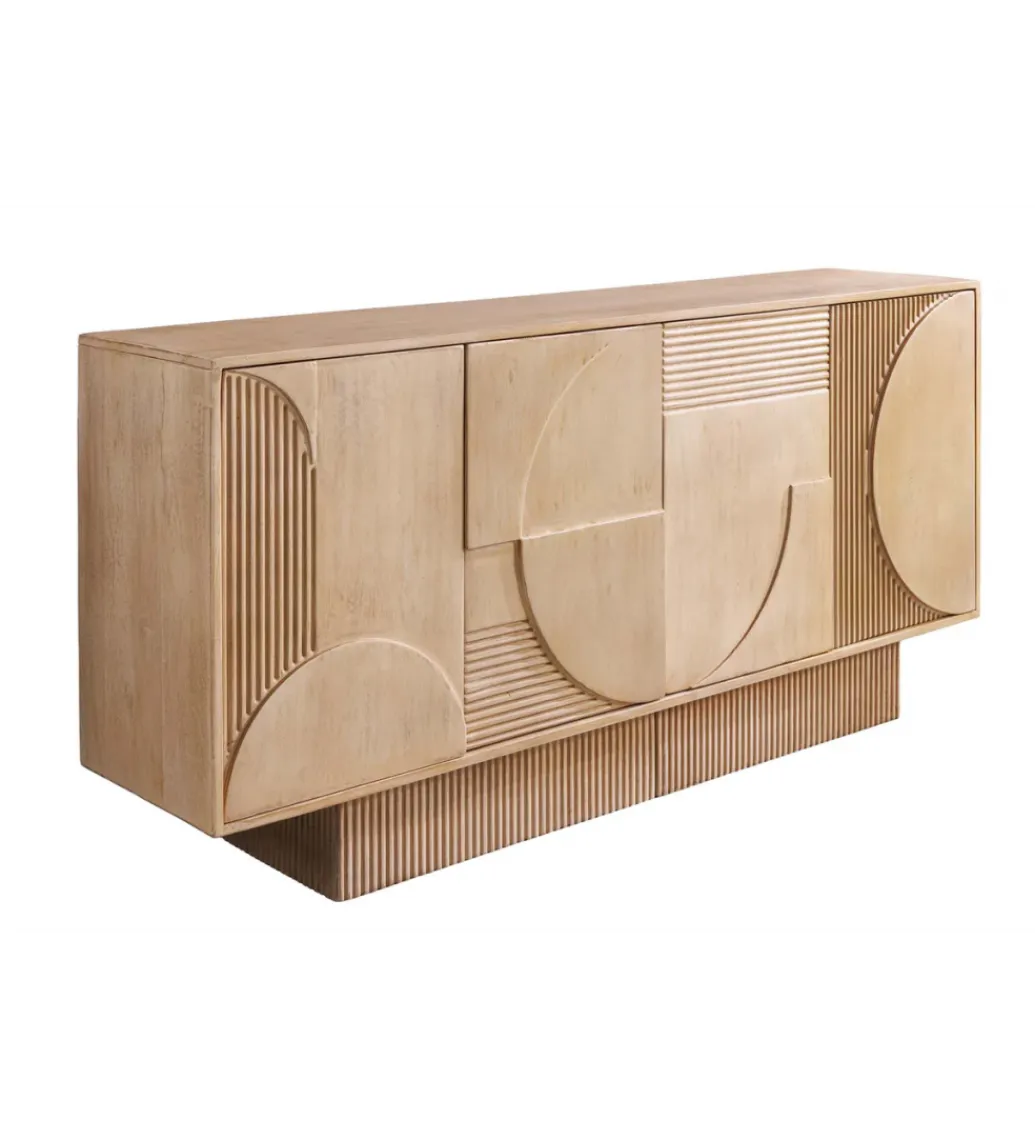 Invicta Interior Komoda ART DECO 170 cm drewno mango biało beżowa