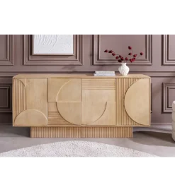 Invicta Interior Komoda ART DECO 170 cm drewno mango biało beżowa