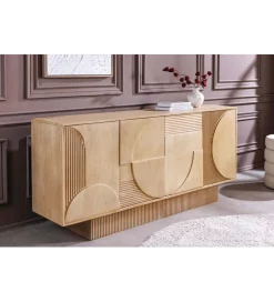 Invicta Interior Komoda ART DECO 170 cm drewno mango biało beżowa