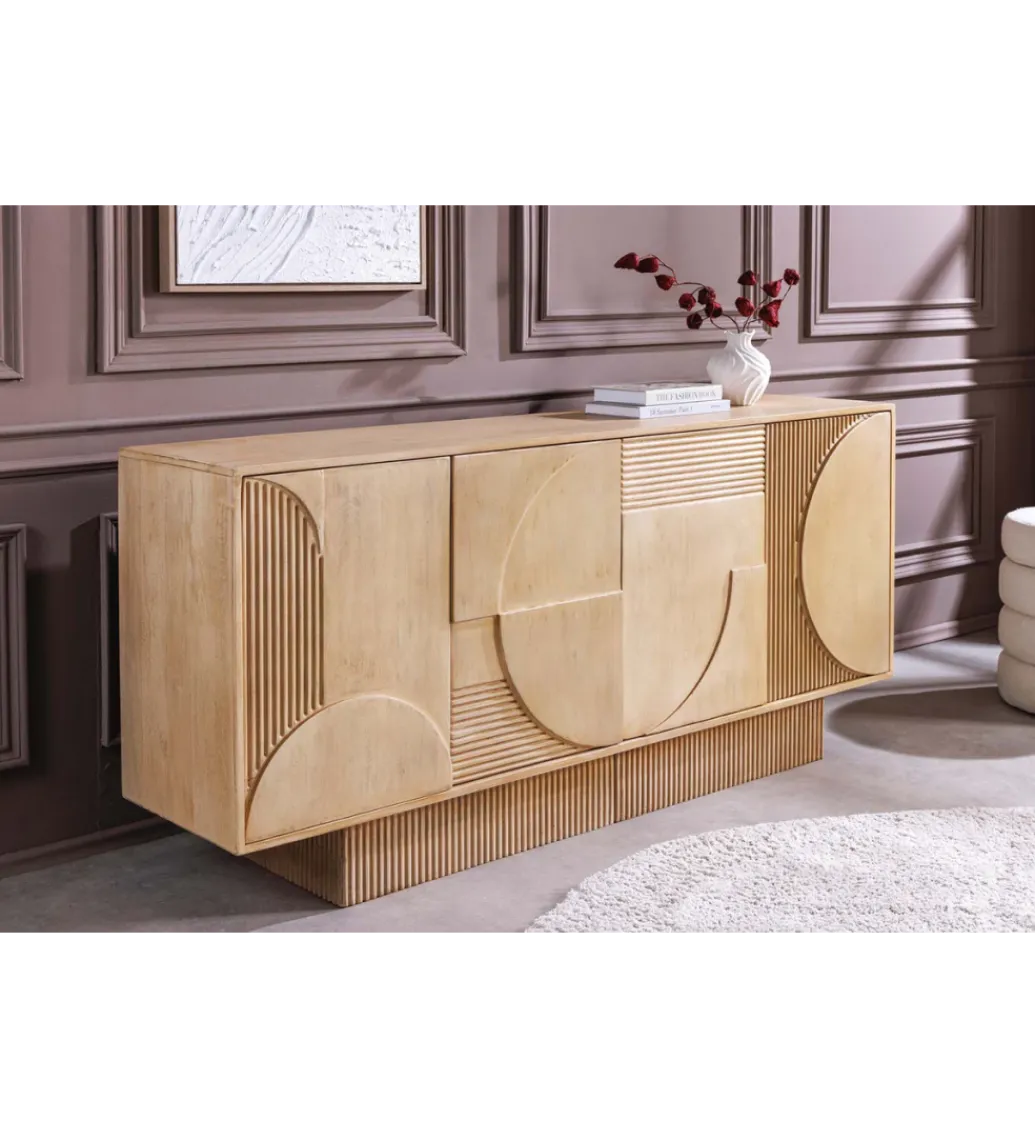 Invicta Interior Komoda ART DECO 170 cm drewno mango biało beżowa